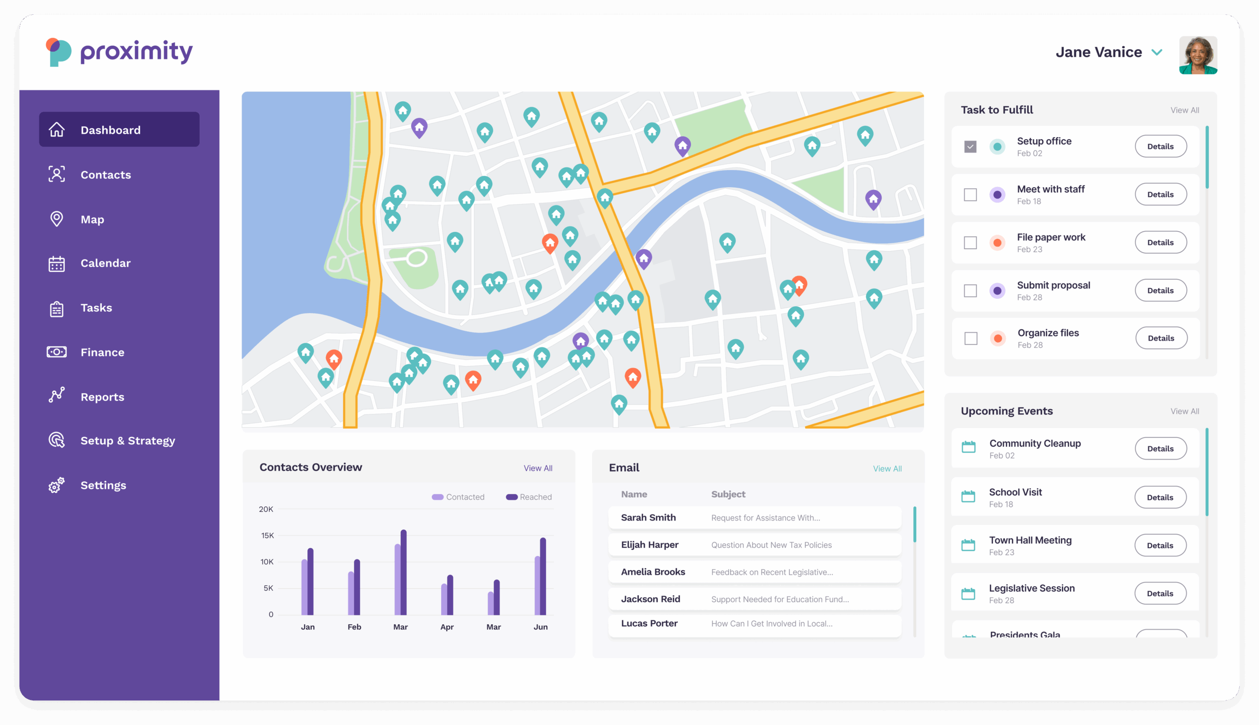 proximity elected officials dashboard