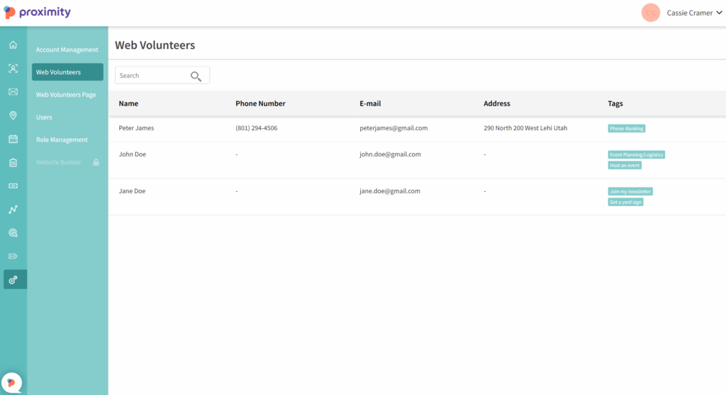 volunteer management